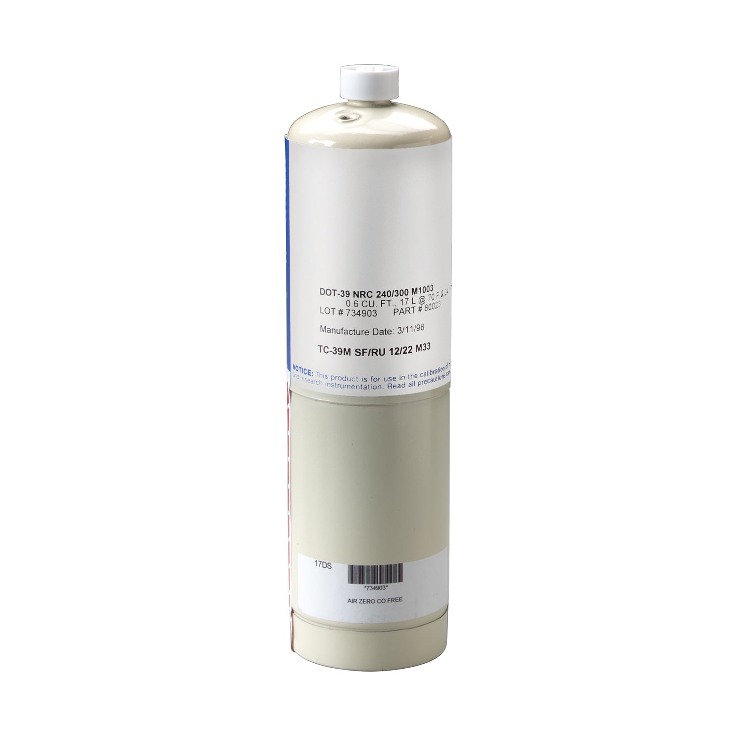 3M™ Span Gas Cylinder, White, Large , 1