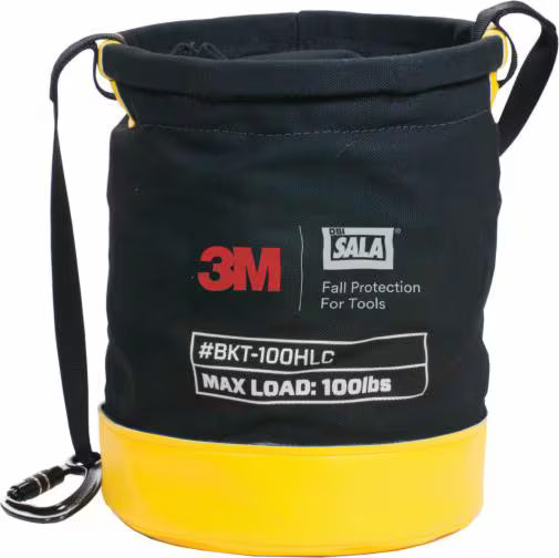 3M™ DBI-SALA® Safe Bucket 100 lbs (45.4 kg) Load Rated Drawstring canvas, 1500133, black, yellow