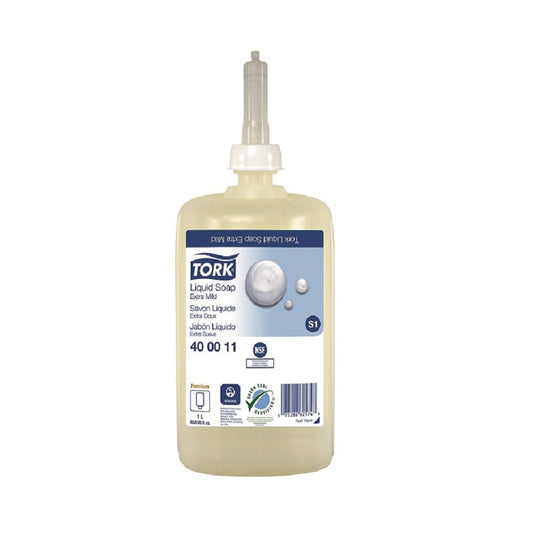 Tork Extra Mild Non Perfumed Liquid Soap, S1 system, White, 1 Litre, 400011