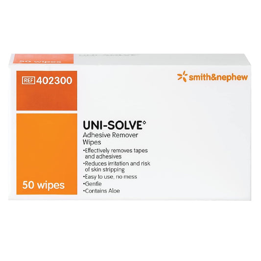 Uni Solve Adhesive Remover Wipes, Pack of 50