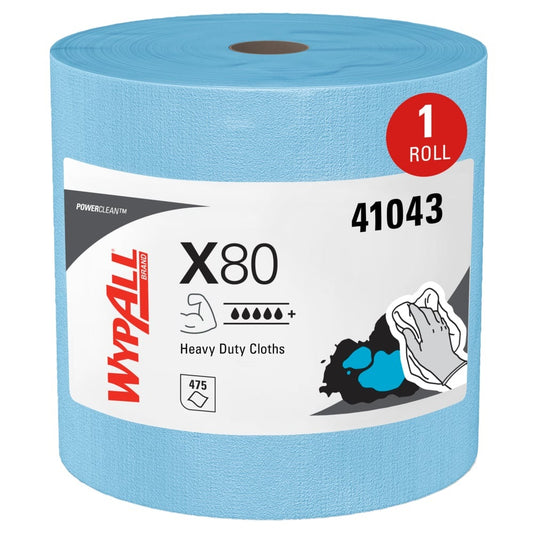 WypAll® PowerClean™ X80 Heavy Duty Cloths, 12.4" x 13.4", 475 Wipers