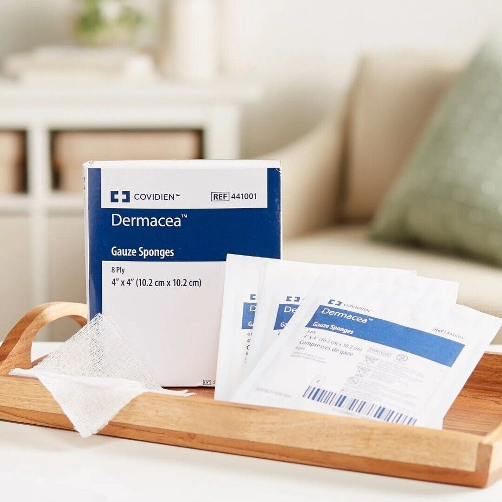 Dermacea™ Gauze Sponges, 4 in. x 4 in., 8-Ply, Sterile- 441001, Box of ...
