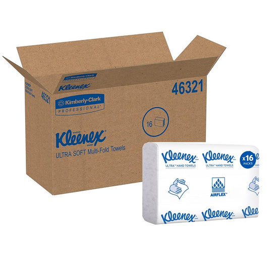 Kleenex® Reveal Multi-Fold Hand Towel, White, 8" x 9.4", 16 Packs/Case, 46321