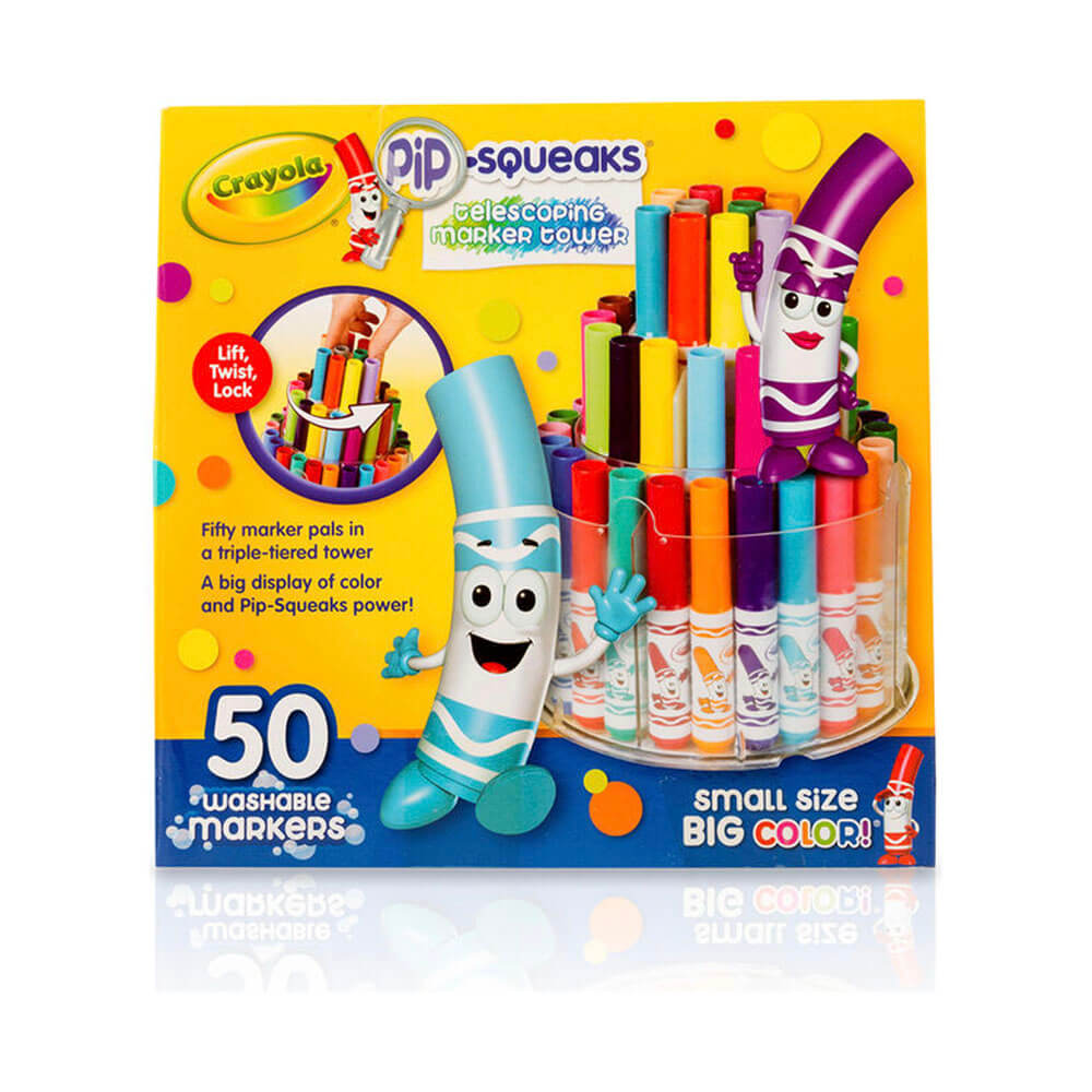 Crayola 50 Count Pip Squeaks Telescoping Assorted Markers Case