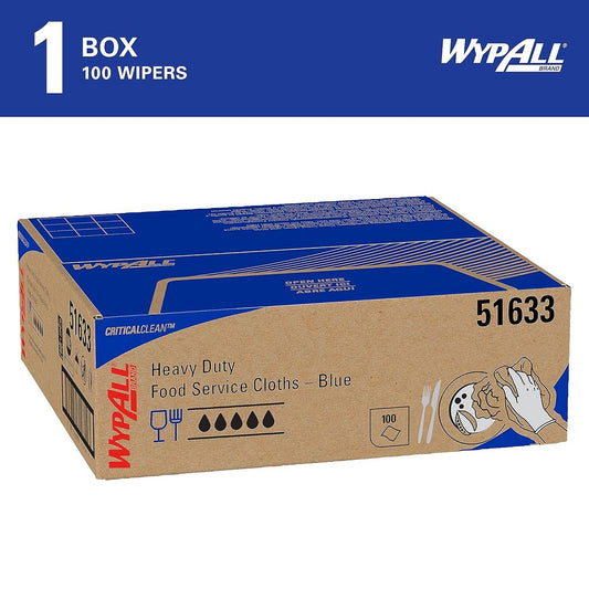 WypAll® CriticalClean Heavy Duty Foodservice Cloths, 12.5 x 23.5, Blue, 51633