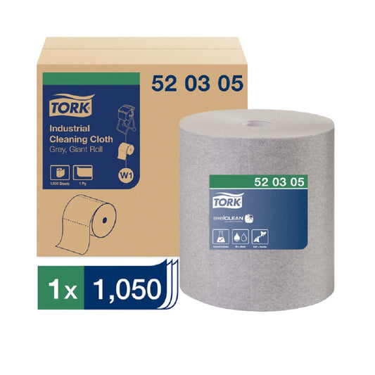 Tork® Industrial Cleaning Cloth, Giant Roll, exelCLEAN™ technology, 520305 Grey,