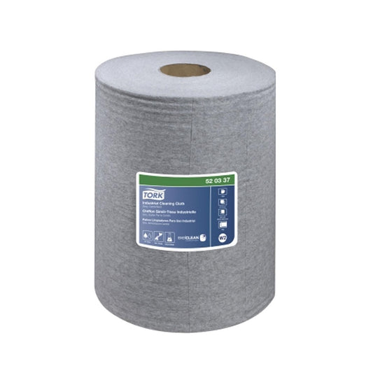 Tork® Industrial Cleaning Cloth, Centrefeed Maxi Roll Wiper, Grey, 500 Sheets/Roll, 520337