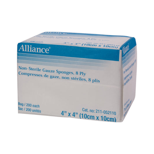 Alliance®  Non-Sterile Woven Gauze Sponges, 4" x 4", 8-ply, 052110