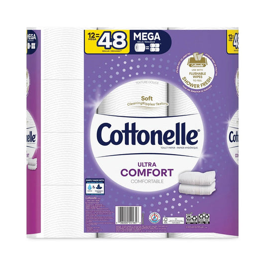 Cottonelle Ultra Clean, 12 Packs, 2 Ply, 5.13X15.39X15.28, 54165