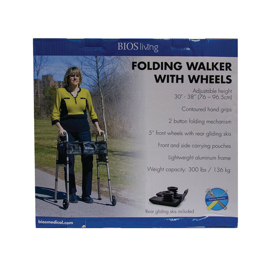 BIOS Living Deluxe Folding Walker with Wheels