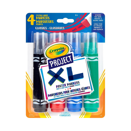 Crayola Project XL Poster Markers, Classic Colours, 4 Counts