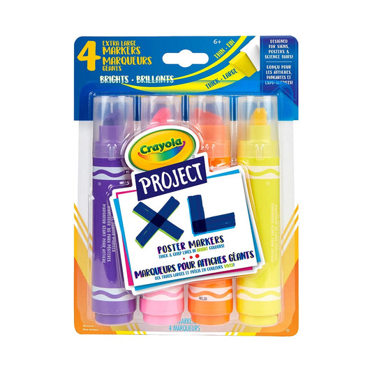 Crayola Project XL Poster Markers, Bright Colours, 4 Counts
