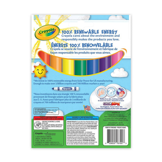 Crayola Ultra-Clean Washable Broad Line Markers, 16 Count, Assorted Colours