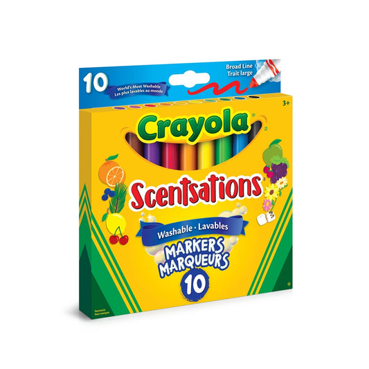 Crayola Scentsations Washable Markers, 10 Count, Sweet Vibrant Smelling Designs