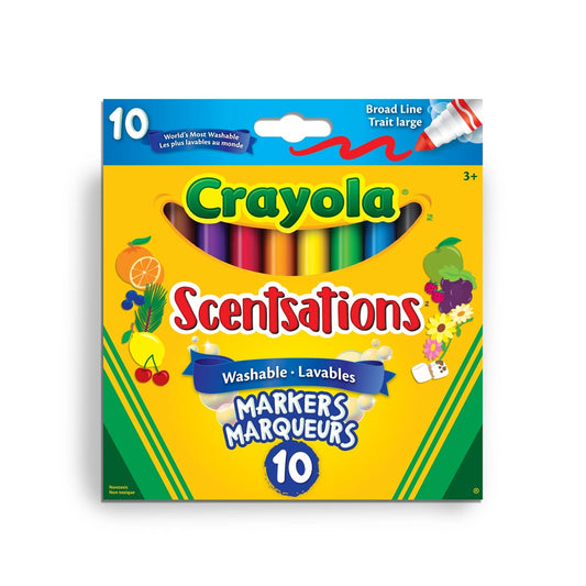 Crayola Scentsations Washable Markers, 10 Count, Sweet Vibrant Smelling Designs