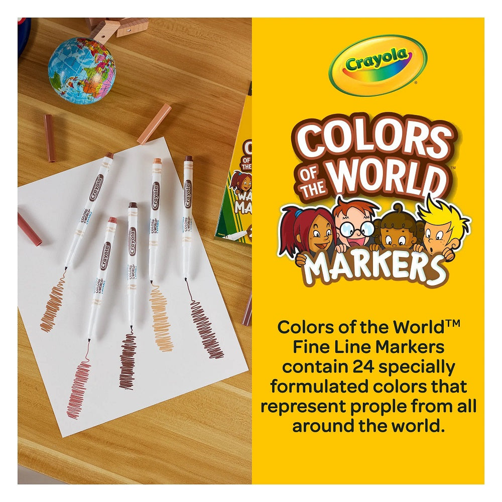 Crayola 24 Count Colours of the World Fine Line Markers Case of