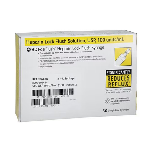 5 mL BD PosiFlush™ Heparin Lock Flush Syringe, 500 Usp