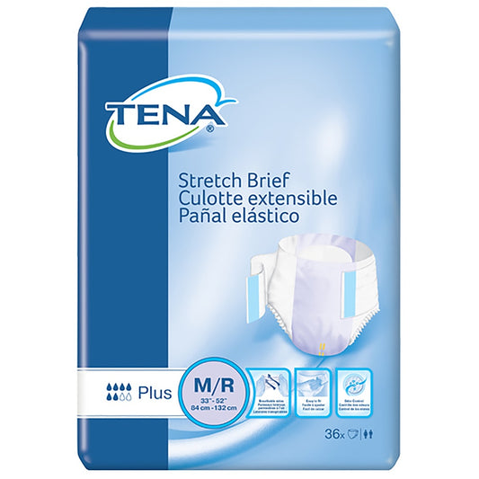 TENA® Stretch Plus Incontinence Briefs,  Medium/Regular, Bag of 36