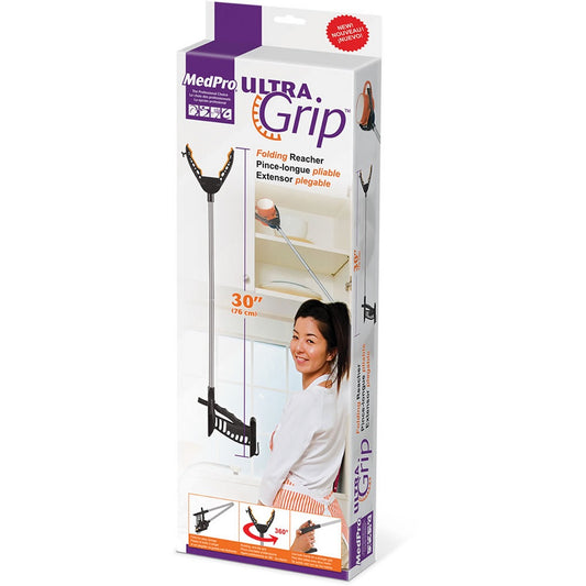 MedPro Ultra-Grip Folding Reacher, 30 in (76 cm), Aluminum