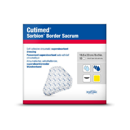 Cutimed® Sorbion® Border SAC STE, 19.5 x 22 cm - Box of 10