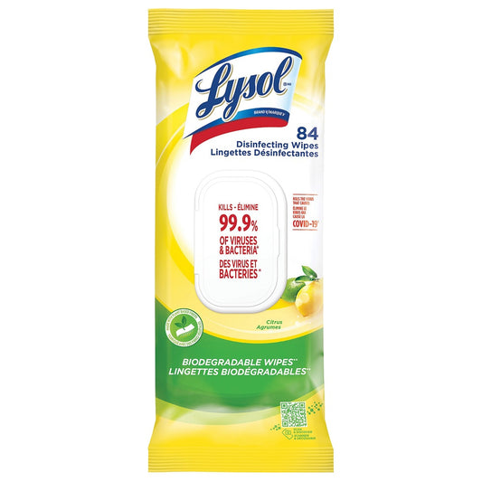 Lysol Disinfecting Wipes Citrus, 84 Wipes- Flat Pack