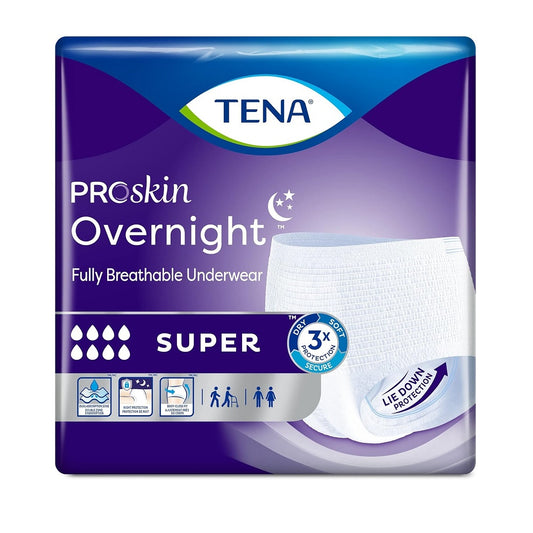 TENA ProSkin Overnight, Fully Breathable Underwear, Unisex, 55" - 66", XL- 72427