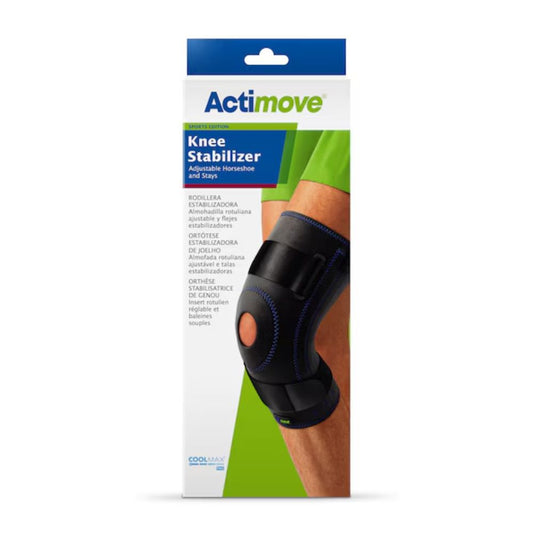 Actimove Sports Edition Knee Stabilizer Adjustable Horseshoe & Stays, Black