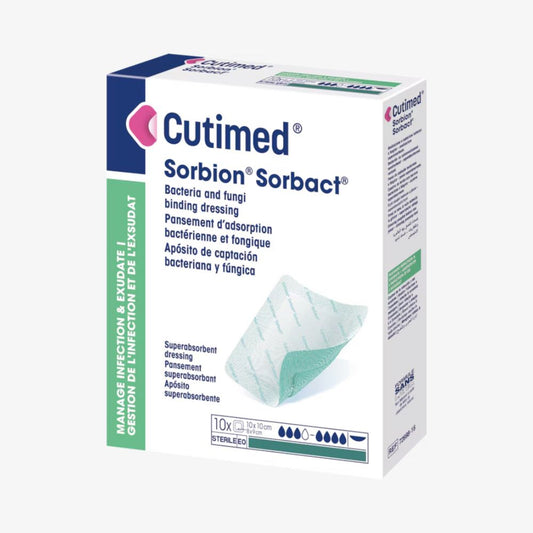 Cutimed Sorbion Sorbact - Super Absorbent Antimicrobial Sterile Dressing - Box of 10