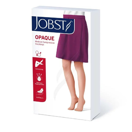 JOBST Opaque Compression Stockings, Thigh High, Silicone Dot Band, 15-20 mmHg, Closed Toe, Midnight Navy