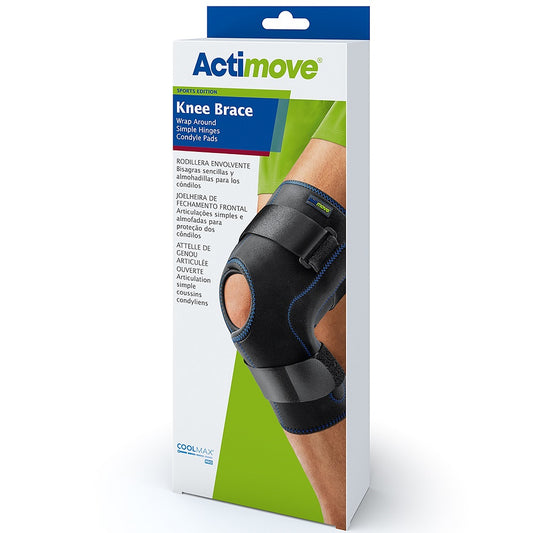 Actimove Sports Edition Knee Brace Wrap Around, Polycentric Hinges, Condyle Pads, Black