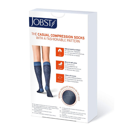 JOBST Casual Pattern, Knee High Stockings, Closed Toe, 15-20 mmHg, GunmetalGray