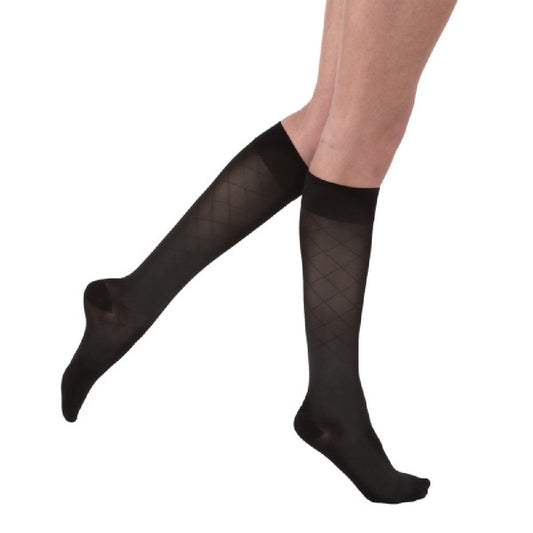 JOBST UltraSheer Compression Stockings, 15-20 mmHg Knee, High Closed Toe, Classic Black