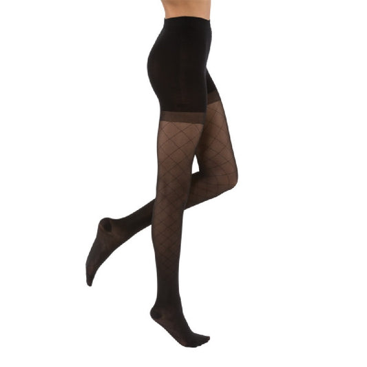 JOBST® UltraSheer Diamond Pattern Compression Stockings, Waist High, Closed Toe, Classic, Black