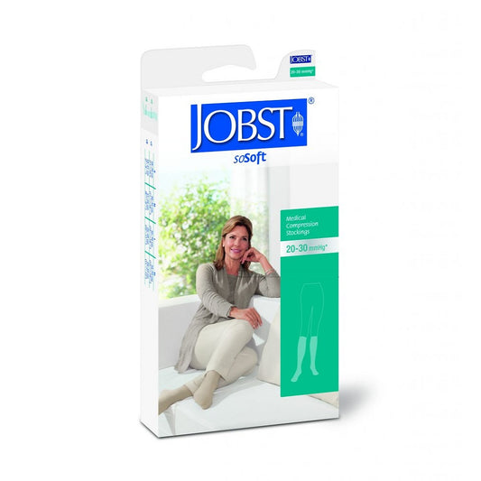 JOBST soSoft Compression Socks 20-30 mmHg Ribbed Knee High Stockings, Closed Toe, Black