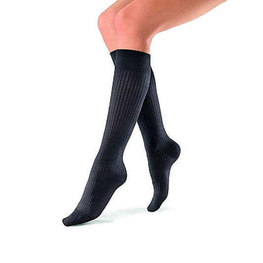 JOBST soSoft Compression Socks 20-30 mmHg Ribbed Knee High Stockings, Closed Toe, Black