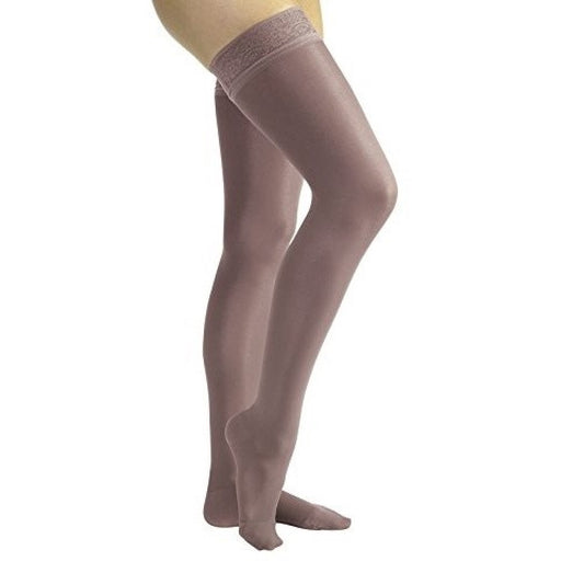 JOBST UltraSheer Compression Stockings, 15-20 mmHg, Thigh High, Silicone Lace Band, Closed Toe, Anthracite