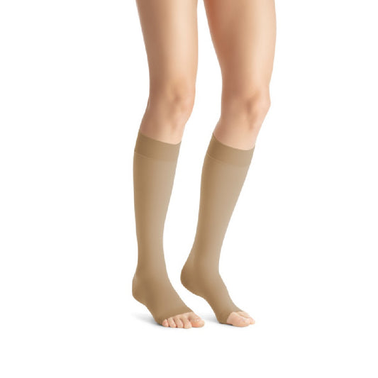 JOBST Opaque Compression Stockings 15-20 mmHg, Knee High, Open Toe, Natural