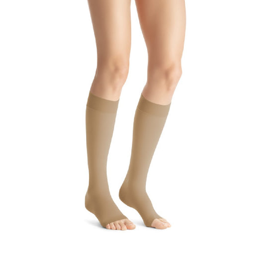 JOBST Opaque Compression Stockings, 15-20 mmHg, Knee High, SoftFit Band, Open Toe, Natural