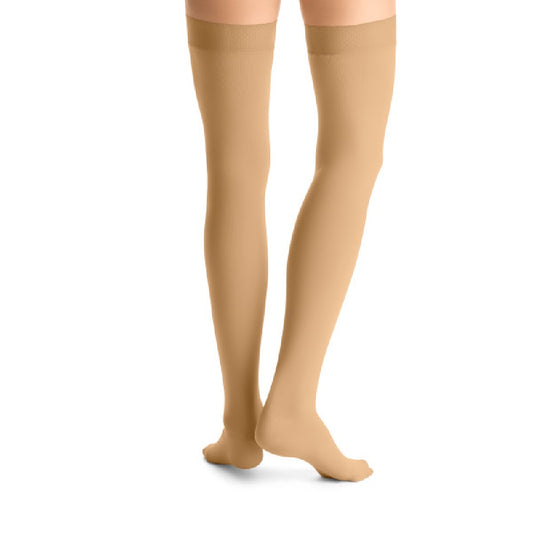 JOBST Opaque Compression Stockings, 15-20 mmHg, Thigh High, Silicone Dot Band, Closed Toe, Honey