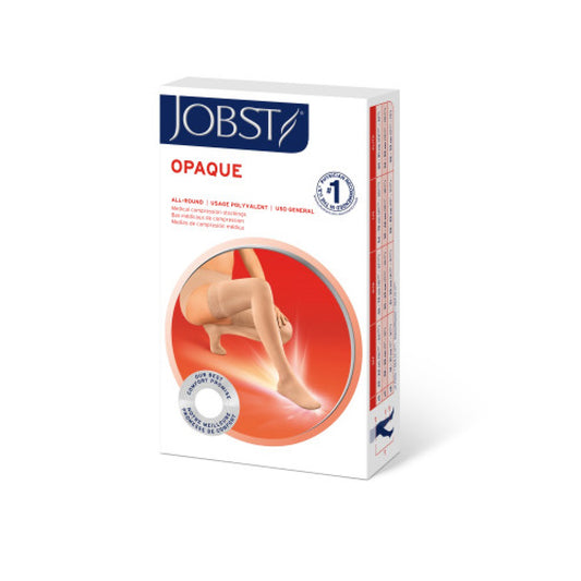 JOBST Opaque Compression Stockings 15-20 mmHg Thigh High Silicone Dot Band Closed Toe Espresso