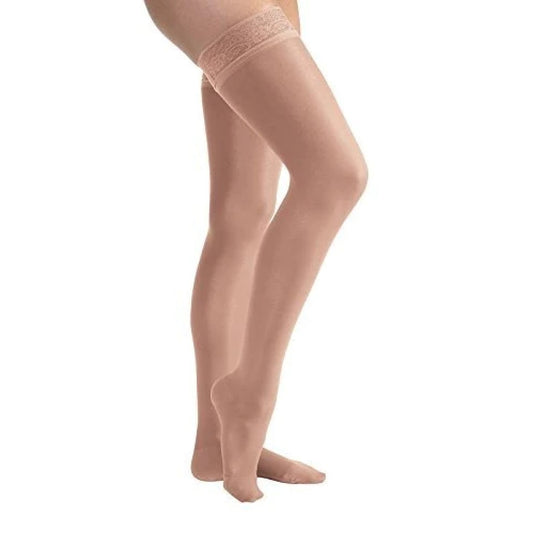 JOBST UltraSheer 20-30 mmHg Thigh High Lace Band Stockings, Closed Toe, Suntan