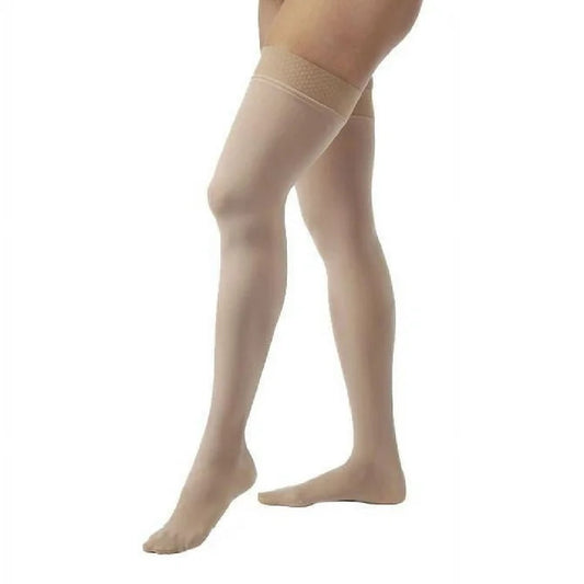 JOBST Opaque Compression Stockings, 20-30 mmHg, Thigh High, Silicone Dot Band, Closed Toe, Natural