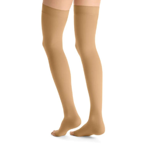 JOBST Opaque 20-30 mmHg Thigh High Dot Band Stockings, Open Toe, Honey