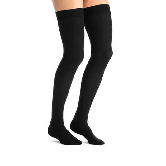 JOBST Opaque 30-40 mmHg Thigh High Dot Band Stockings, Closed Toe, Black