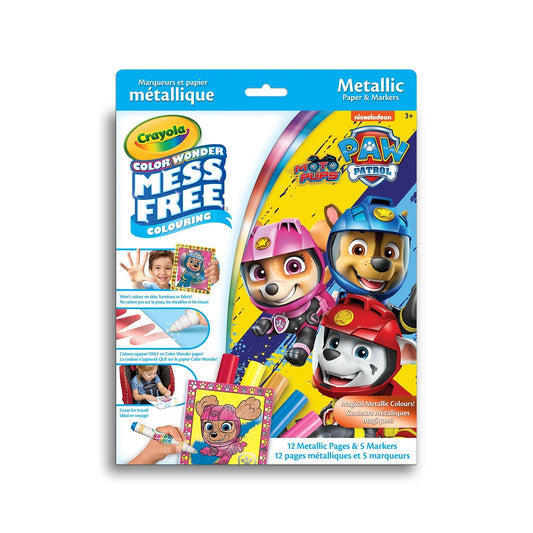 Crayola Metallic Paper & Markers Kit, Paw Patrol, Color Wonder Mess-Free