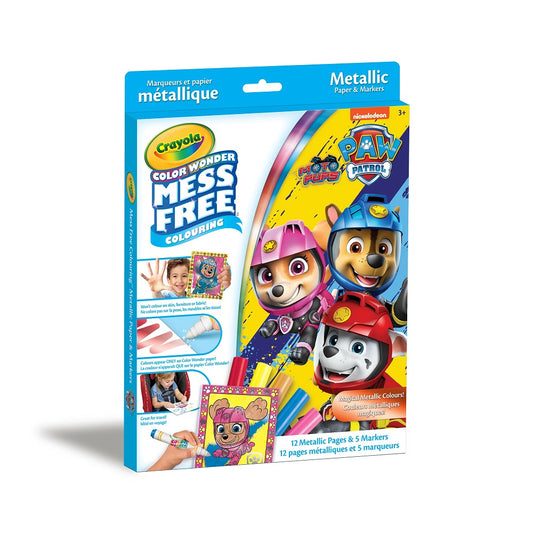 Crayola Metallic Paper & Markers Kit, Paw Patrol, Color Wonder Mess-Free