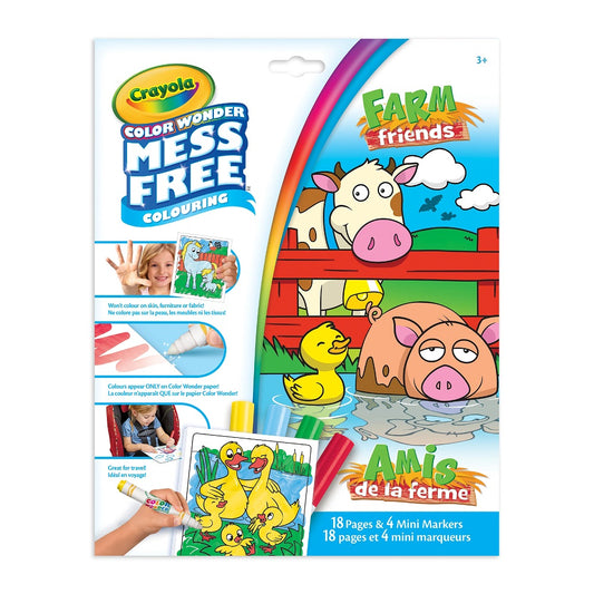 Crayola Colouring Pages & Mini Markers, Farm Friends, Color Wonder Mess-Free