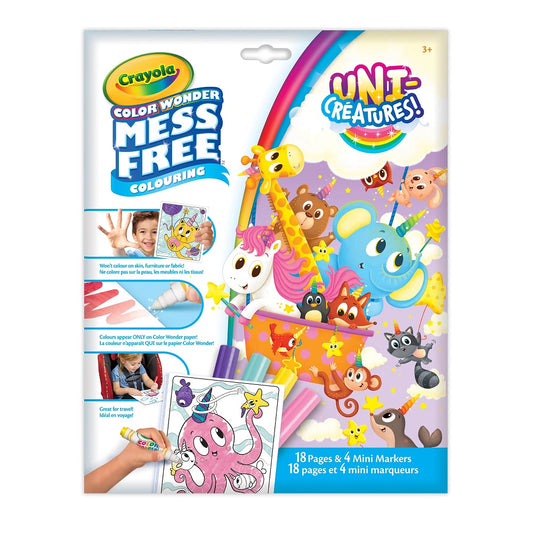 Crayola Colouring Pages & Mini Markers, Uni-Creatures, Color Wonder Mess-Free