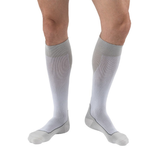 JOBST Sport Compression Socks 15-20 mmHg, Knee, Closed Toe, White/Grey