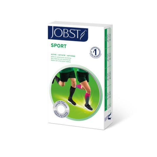 JOBST Sport Compression Socks 15-20 mmHg, Knee, Closed Toe, White/Gray